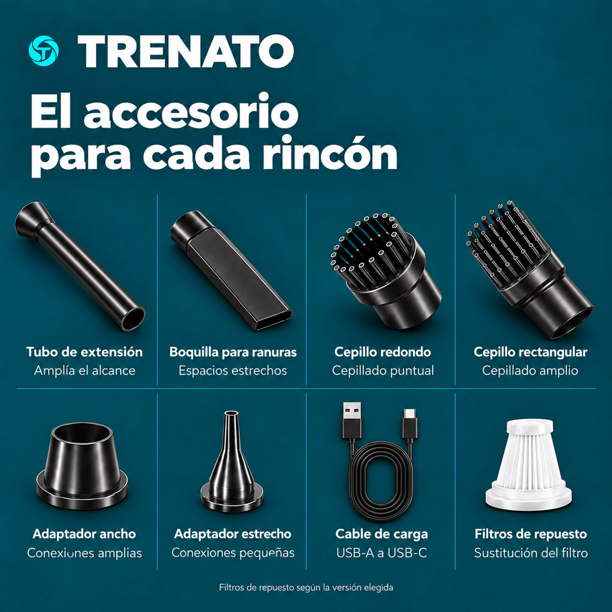 Aspiradora portátil TRENATO para coche y hogar